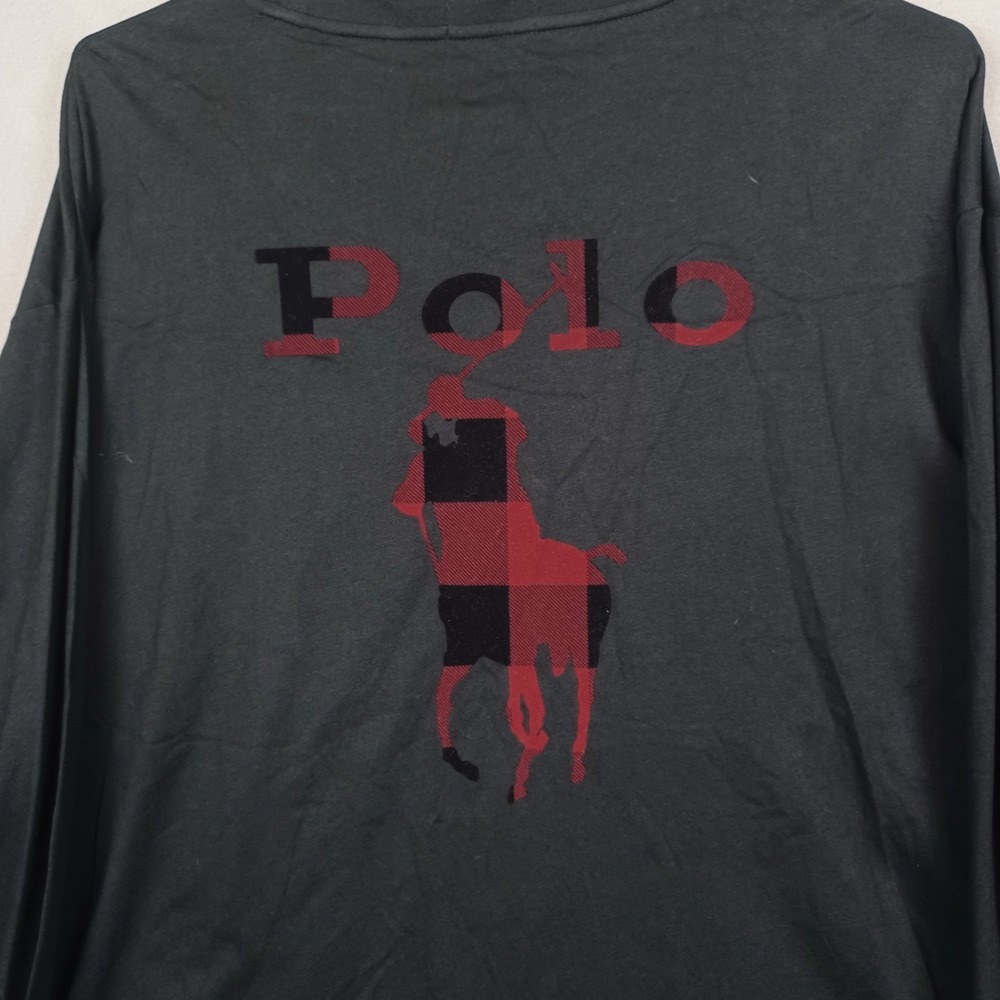 Polo Ralph Lauren Men's 4XLT Big Tall Long Sleeve Shirt Black Graphic Tee NWOT